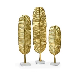 Piezas decorativas de mesa de Metal con diseño de hoja dorada 2023, venta al por mayor para el hogar, sala de estar, Hotel y uso de oficina - Product Image 5