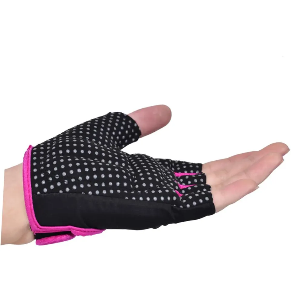 Anti-Rutsch-atmungsaktives Sport training Fitness-Training Gewichtheben Turn handschuhe mit Handgelenk wickeln Pink Black Unisex Rubber