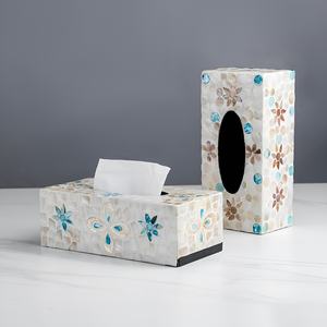 Vente en gros nacre en bois rectangulaire incrusté d'os porte-mouchoirs boîte de couverture boîtes de rangement en papier - Product Image 3