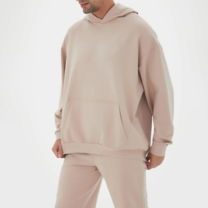 Sweats à capuche pour hommes en polyester/coton 500 g/m² Logo imprimé personnalisé Poche brodée Épaule tombante Conception de troupeau pour l'hiver - Product Image 1