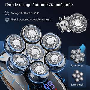 Rasoir Électrique Portable à Écran LED pour Hommes, Étanche IPX7, Tondeuse à Barbe et Cheveux, Rasoir Rotatif pour Crâne Chauve - Product Image 2