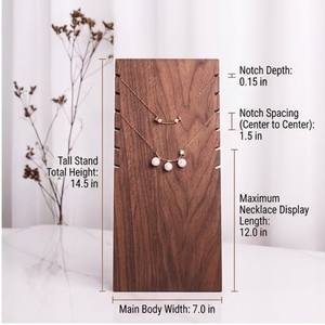 Support de présentation de colliers en bois, 14,5x7,0 pouces, organisateur de bijoux rectangulaire minimaliste pour la décoration de la chambre à coucher et de la maison - Product Image 1