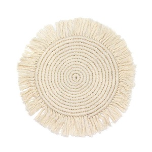 Suministros de vajilla y utensilios de cocina, Mantel Individual de macramé de Jacinto, alfombrilla trenzada redonda, almohadilla antideslizante de aislamiento caliente resistente al calor - Product Image 4