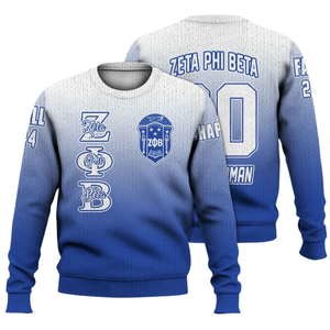 Zeta Phi Beta 1920 pull de sororité en tricot ZPhiB bleu blanc vie grecque Chenille Patch Divine Nine Premium Sisterhood - Product Image 3