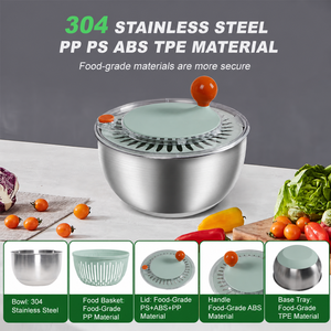 LOVFE <span class=keywords><strong>Essoreuse</strong></span> <span class=keywords><strong>à</strong></span> Laitue Manuelle, Séchoir <span class=keywords><strong>à</strong></span> Légaves en Acier Inoxydable, Capacité 5L, Lavable au Lave-vaisselle - Product Image 4