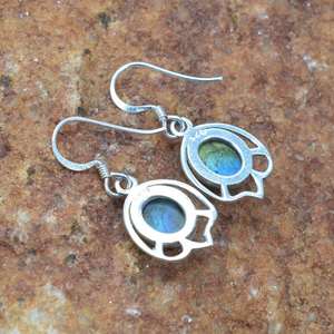 Labradorite Boucles d'oreilles crochet en argent sterling 925 Bijoux en pierres précieuses naturelles pour cadeaux et usage quotidien - Product Image 3