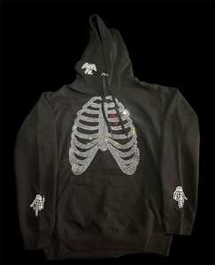 Sweat à capuche d'hiver en coton 100% de 300 g/m², surdimensionné, lourd, avec strass, vente en gros, personnalisable, taille plus, pour homme, 2026 - Product Image 6