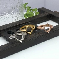 Bague réglable en argent sterling 925, monture vierge plaquée or rose pour cabochon rond de 4mm à 15mm, bijoux en pierres précieuses
