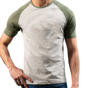 T-shirt de sport pour homme, nouveau, coupe ajustée, manches raglan longues, jersey 100% coton, logo sur le devant, ourlet incurvé, coupe musclée, pour le travail - Product Image 2