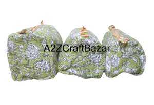 Organisateur de maquillage de voyage en coton léger et durable, écologique, à fermeture éclair, motif à franges vintage, 3 pièces - Product Image 2