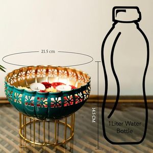 Designer Différentes Tailles Urli Pure Iron Gold Green Color Flower Bowl avec Support en Fer Solide pour Diwali Vente au Prix de Gros - Product Image 2