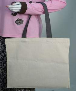 Customizable 100% Organic Cotton Tote <b>Bag</b> Eco-Friendly Big Capacity Canvas Zipper Fashionable <b>Reusable</b> <b>Shopping</b> <b>Bag</b> Custom Logo - Product Image 4