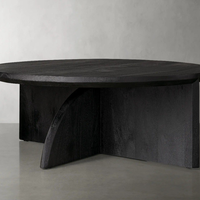 Table basse contemporaine moderne en bois massif avec hauteur réglable et cadre en bois massif en noir pour meubles de salon