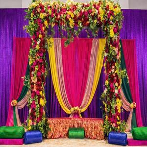 Rideaux de scène de mariage en bois de luxe de haute qualité pour la nuit du Mehndi, décorations de table artificielles exquises, emballés dans une boîte - Product Image 1