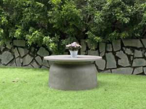 Mesa de Centro de Hormigón en Forma de Campana Contemporánea, Muebles Modernos para Sala de Estar, Jardín, Patio Exterior - Product Image 5