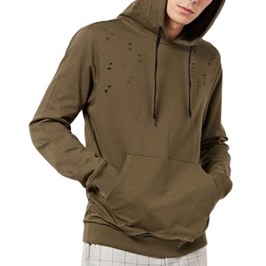New Arrival Men's Customized <b>Distressed</b> Pullover Hoodies 100% Cotton French Terry Blank Plain <b>Top</b> Quality Clothing Manufacturing - Product Image 1