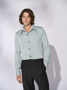 Las mejores opciones Camisa de seda verde Ropa de hombre de estilo casual de alta calidad - Product Image 2