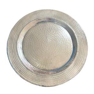 Assiette de service en métal avec bord martelé, finition antique, pour hôtel, mariage, événements, utilisation décorative pour servir les aliments - Product Image 4