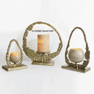 Portavelas clásico de metal, hecho a mano, moderno, en negro y dorado, para decoración del hogar y bodas, juego de 2. - Product Image 4