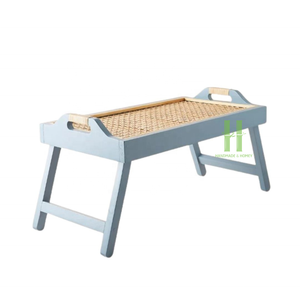 Plateau de service en bois pratique Plateau de lit bleu Plateau de petit-déjeuner OEM Emballage personnalisé du Vietnam HNH Craft - Product Image 1