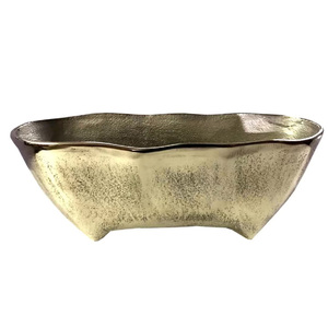 Tazón de servicio de aluminio con acabado dorado de alta venta para centros de mesa Tazón DE SERVICIO DE FRUTAS antiguas de latón de metal de alta calidad - Product Image 1