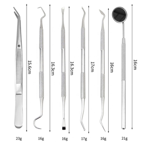3 Pcs Manuel Dentaire Hygiène Bucco-Dentaire Kit Instrument de Nettoyage des Dents en Acier Inoxydable Grattoir à Tartre Détartreur Miroir Pince à Épiler Outils de Sonde - Product Image 6