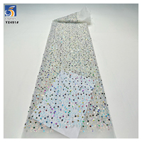 YX491 gros paillettes broderie perles perles dentelle tissu 2025 paillettes dentelle maille tissu