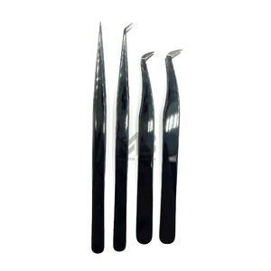 Black Plasma Color Coated Precision Durable <b>Plain</b> Grip Eyelash Extension Tweezers Japanese Stainless Steel Custom Brand Name - Product Image 6