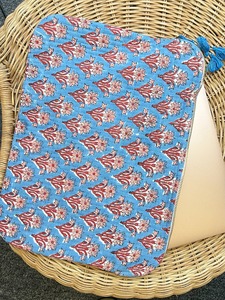 Quilted Cotton <b>Laptop</b> Sleeve <b>Cover</b> Slim Blue Red Peach Floral Design Eco-Friendly Handmade Artist Boho Business College - Product Image 3