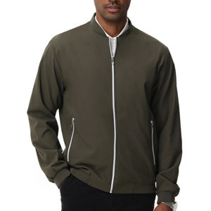 Vestes pour hommes de qualité supérieure Blouson bombardier blanc à fermeture éclair complète en polyester brodé et imperméable uni pour hommes - Product Image 5