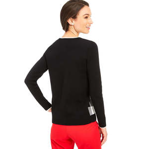 Cardigan Casual da Donna Charter Club con Motivo a Quadri Buffalo, Traspirante, Logo Frontale, Bianco, Taglia XX-Large per Autunno/Inverno - Product Image 2