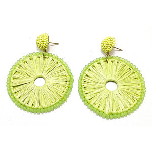 Wholesale Fashionable Trendy Alloy Hoop Earrings Women Low MOQ Colorful Bead <b>Raffia</b> High Quality Customized Color Anniversary - Product Image 2