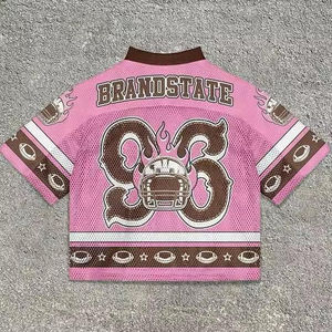 Premium Quality Streetwear Wholesale <b>Mesh</b> American Football Uniforms Custom Crop Men's Oversized Jersey Shirts For All Sizes - Product Image 3