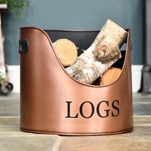 Seau à charbon en cuivre massif de taille moyenne avec design personnalisé de luxe, parfait pour une cheminée élégante et un foyer - Product Image 2