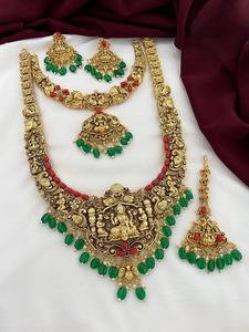 ชุดเครื่องประดับวิหารวินเทจคลาสสิกสร้อยคอและต่างหูสำหรับงานแต่งงานงานแฮนด์เมดเครื่องประดับทองเหลือง - Product Image 2