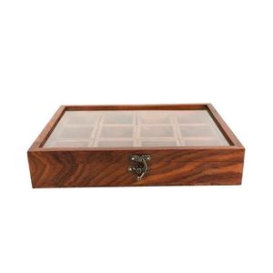 Organizador de caja de especias de madera con tapa y compartimentos para almacenar especias, hierbas, condimentos de manera eficiente - Product Image 1