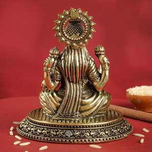 Murti de Latón Puro Laxmi Ji de 9 cm, Murti de Latón para la Riqueza y la Prosperidad - Product Image 4