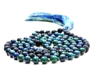 Excelente Pulsera de Yoga, Joyería de Crisocola, 108 Cuentas de Mala Anudadas, 6mm, Hechas a Mano, Estilo Bohemio Indio, Collares de Tercer Grado de Perlas - Product Image 1