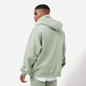 Wholesale Logo Plain Oversized <b>Mens</b> Sportswear Cotton Fleece Tracksuit Set Dust <b>Green</b> Winter Track <b>Suit</b> Hoodies & Pants Set - Product Image 4