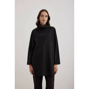 Blusa de lino y seda tejida para mujer - Camisa larga adelgazante con cuello asimétrico con volantes, bordado de encaje y patrones a cuadros y rayas XS-XL - Product Image 1