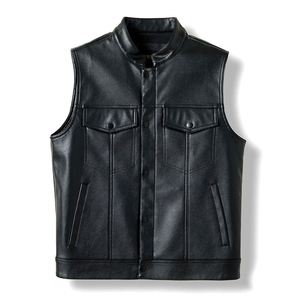 Best Quality Genuine Men's Leather <b>Vest</b> Warm and Waterproof for Fall and Winter with Sleeveless Design and Pocket Decoration - Product Image 1