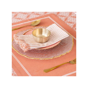 Luxury Pastel Peach Colour Floral Dining Experience with 100% Cotton GOTS Certified Embroidered 14 x 18 Inch 240g <b>Placemats</b> - Product Image 5