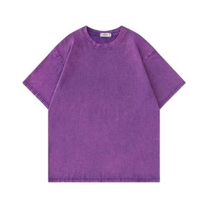 เสื้อยืดคอตตอน 100% พิมพ์ลายโลโก้ตามสั่ง แขนสั้น สไตล์วินเทจ ล้างสีแบบแอซิด ไซส์พลัส โอเวอร์ไซส์ สำหรับผู้ชาย - Product Image 1