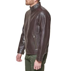 <b>Men's</b> Trendy Waterproof <b>Trucker</b> <b>Jacket</b> Rugged Denim Style with Polyester Wadding Breathable Genuine Leather <b>jacket</b> for <b>men</b> - Product Image 3