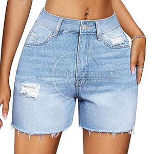 2025 gros Logo personnalisé été taille haute coton jean Shorts pour femmes respirant motif chaud Shorts - Product Image 1