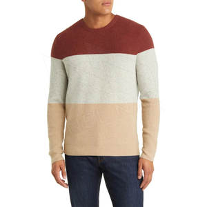 Tricoté rayé col rond hommes chandails coton laine haute qualité fabricant pas cher prix respirant sports d'hiver hommes pull - Product Image 2