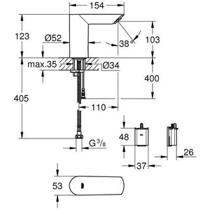 Electrónica Infrarroja Grohe BAU CE de 1/2 Pulgada, Funciona con Batería de 6V, Mezclador para Lavabos, Producto Certificado GROHE - Product Image 3