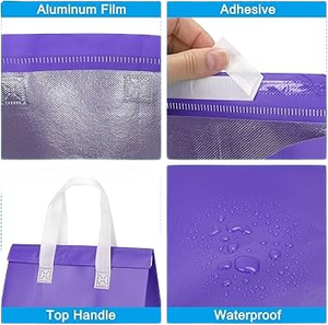 Sacs de transport alimentaire réutilisables et recyclables en non-tissé avec poignées longues, couleurs jaune, bleu, blanc, rouge pour les plats à emporter et le shopping CENPLAS - Product Image 5