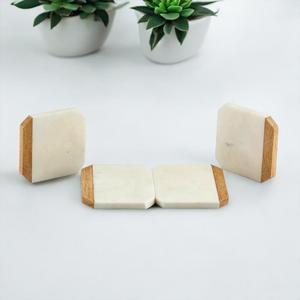 Sous-verres en marbre blanc personnalisés de haute qualité, écologiques, modernes, élégants, de forme carrée, gravés, porte-gobelets à café, tapis, coussinets - Product Image 3