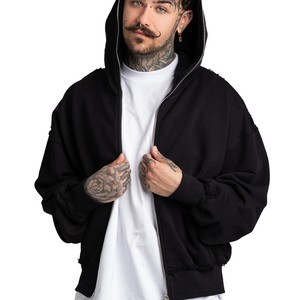 เสื้อฮู้ดผ้าฟลีซแบบมีซิปรูดสำหรับฤดูหนาวผ้าฝ้าย100% ขนาดใหญ่โอเวอร์ไซส์กำหนดโลโก้ได้เอง - Product Image 2